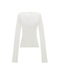 Shoulders rib knit Sweater - Heritage White