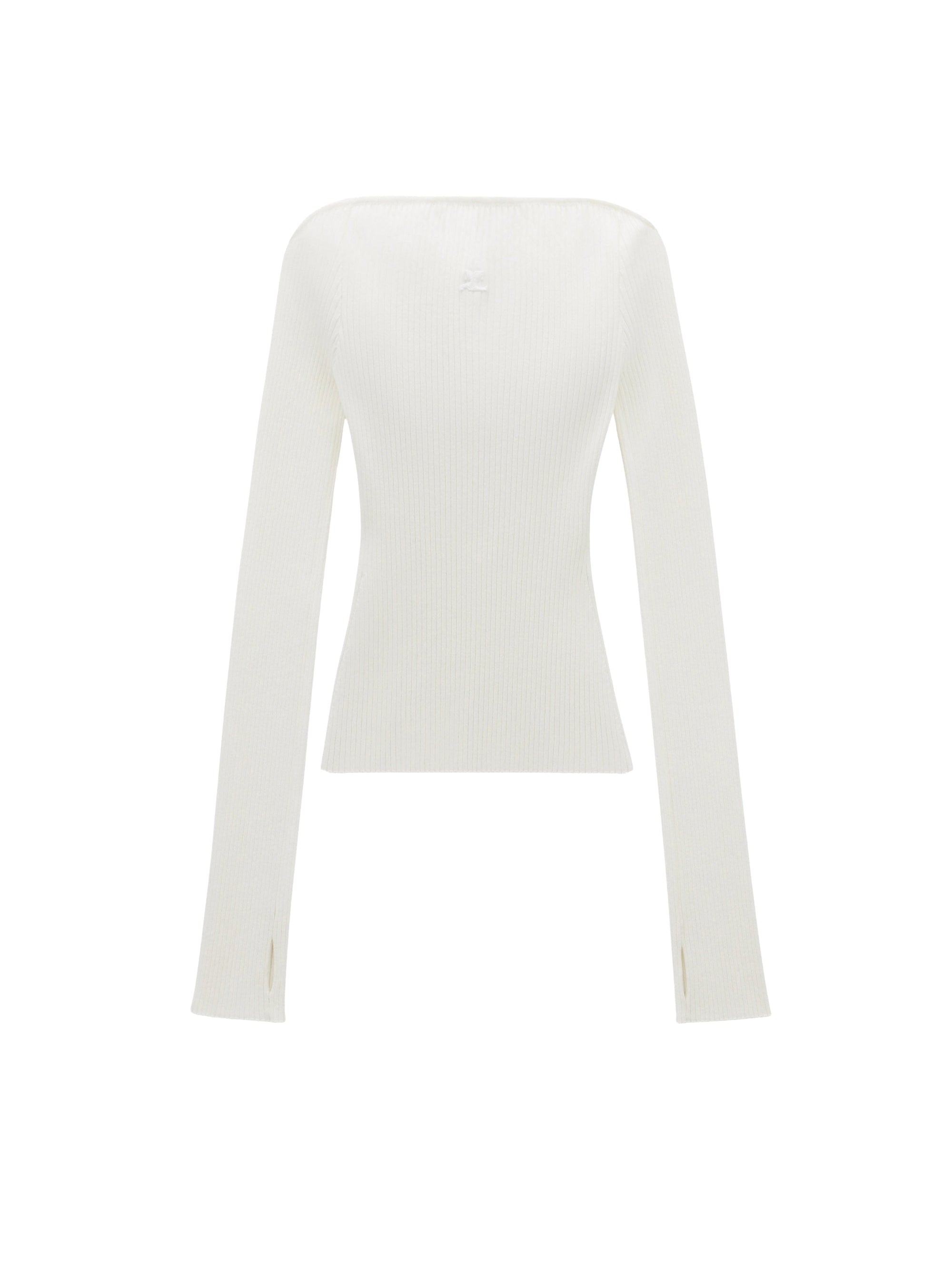 Shoulders rib knit Sweater - Heritage White