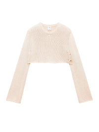 Open side linen knit cropped Sweater - Oatmeal