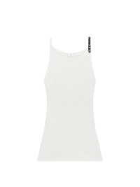 Neckline rib knit Dress - Heritage White