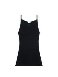 Neckline rib knit Dress - Black