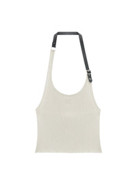 Holistic buckle rib knit tank Top - Lime Stone