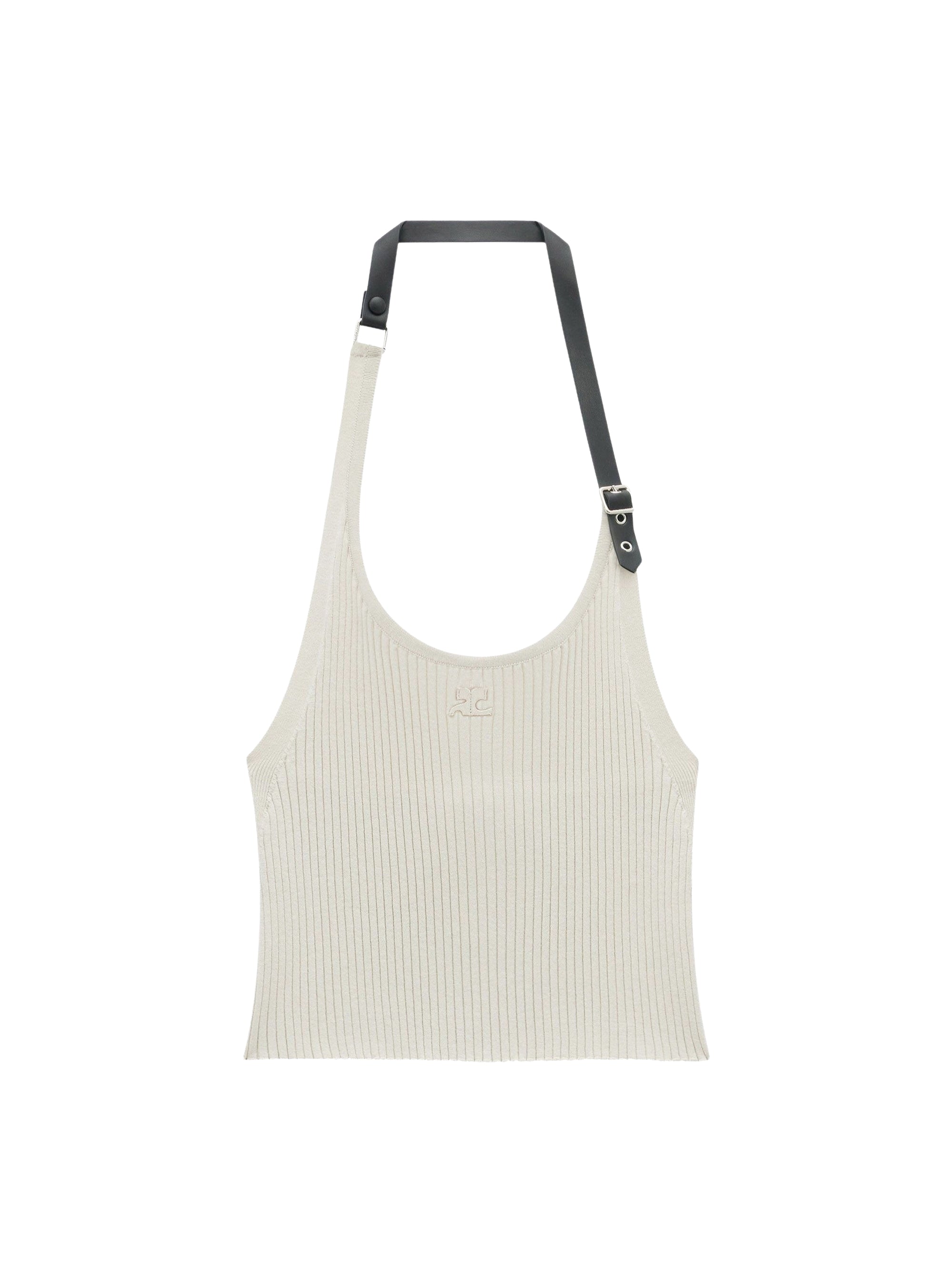 Holistic buckle rib knit tank Top - Lime Stone