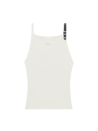 Buckle rib knit tank Top - Heritage White