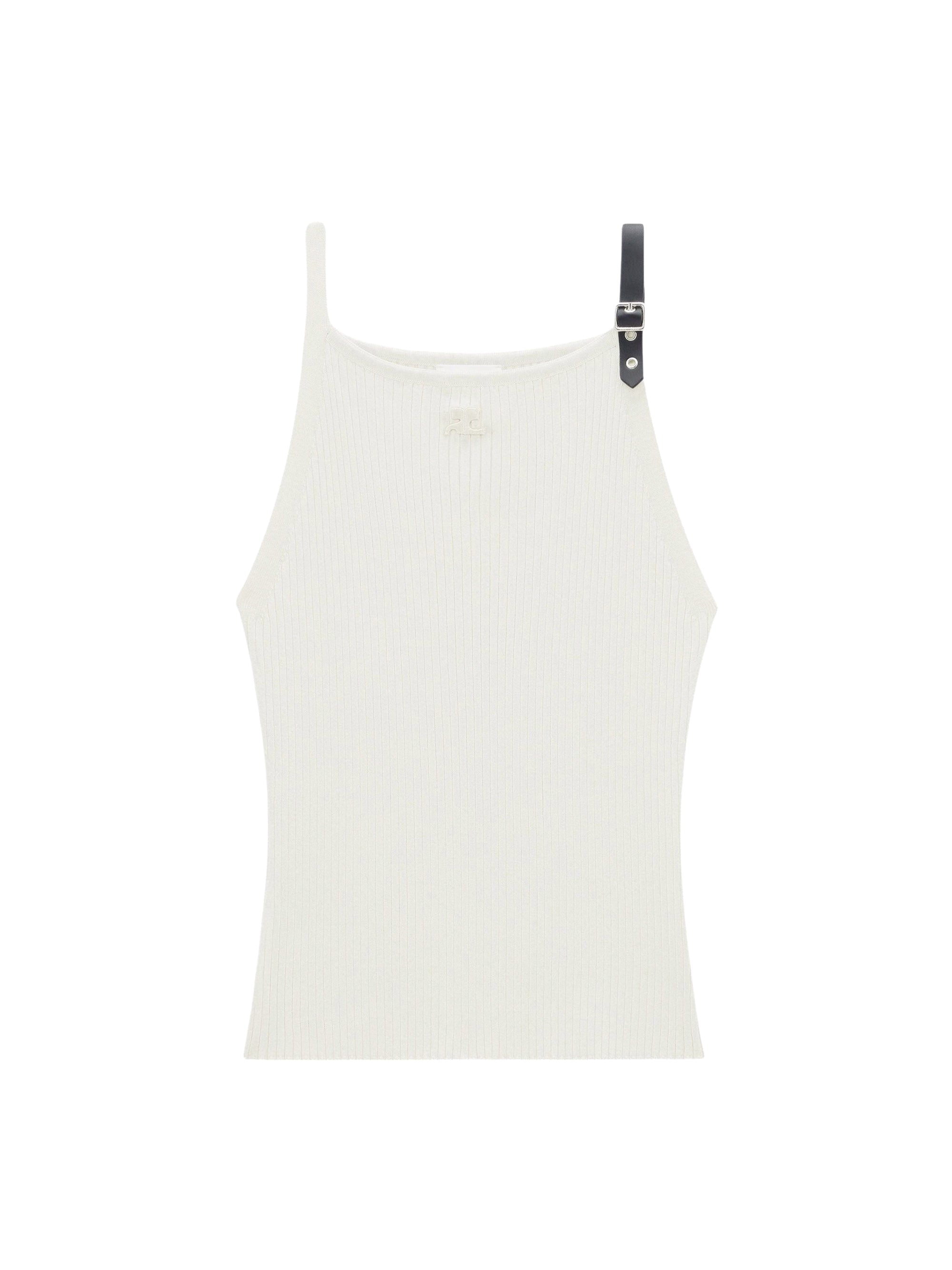Buckle rib knit tank Top - Heritage White
