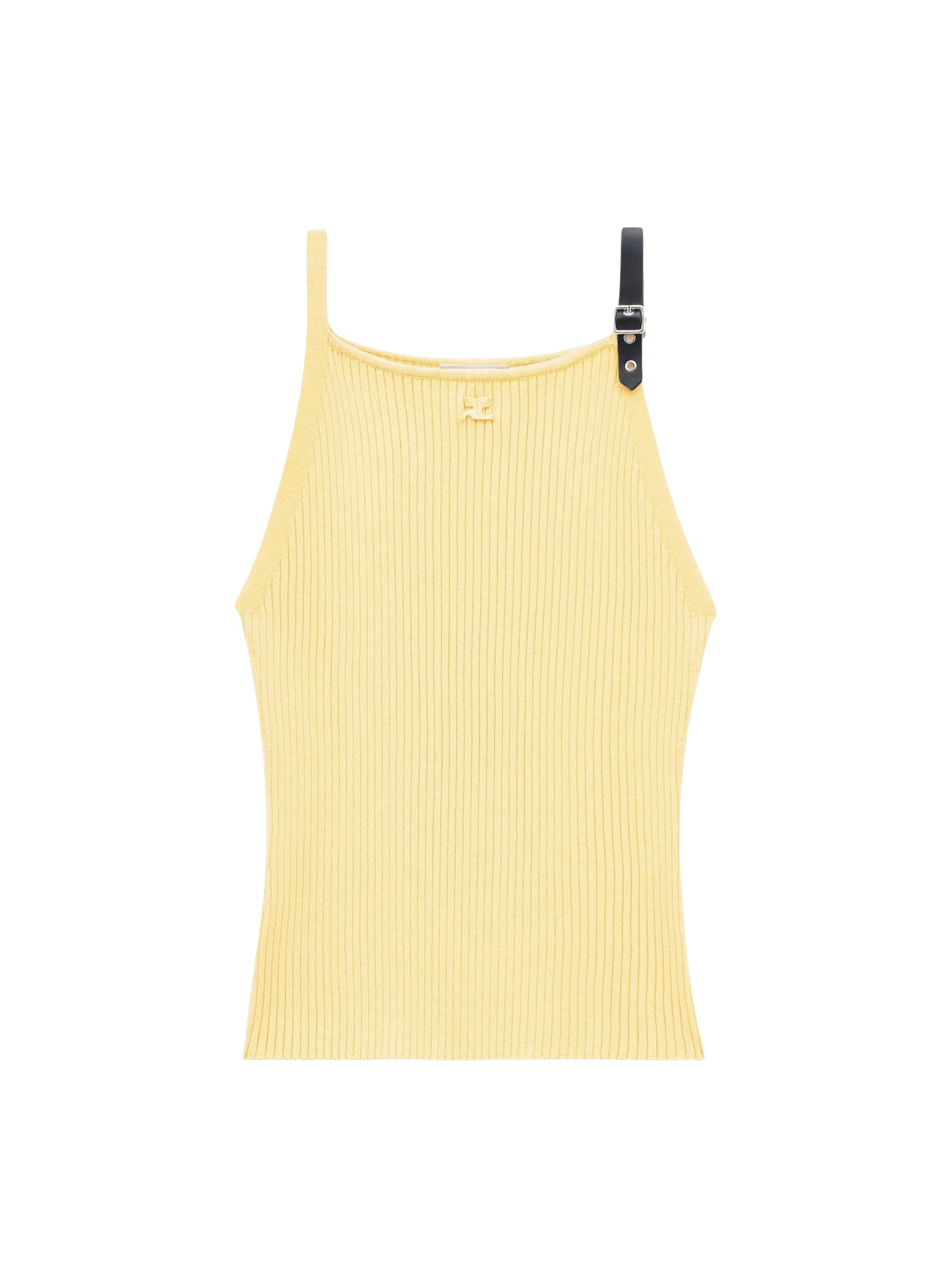 Buckle rib knit tank Top - Pollen