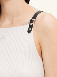Buckle rib knit tank Top - Lime Stone