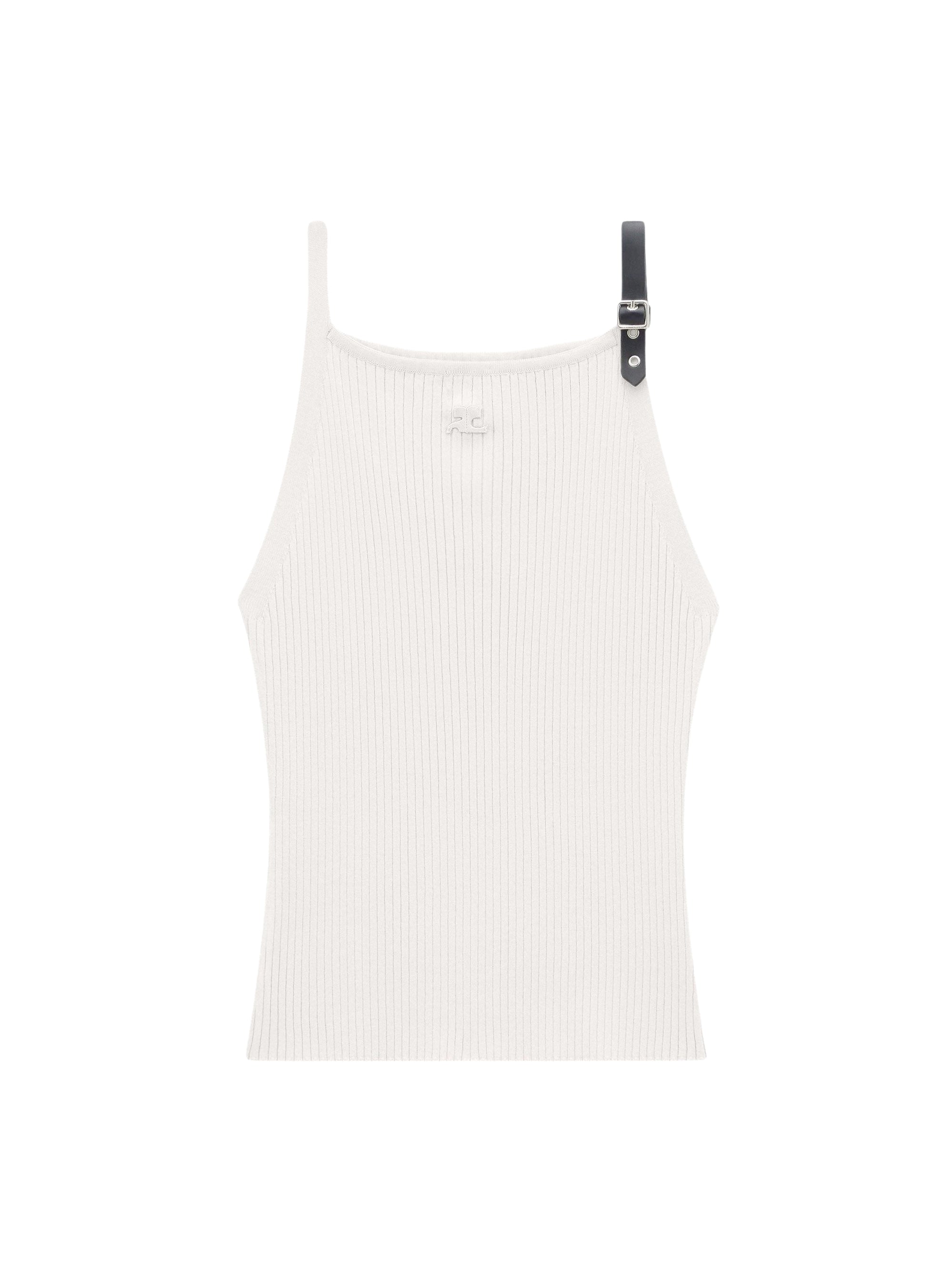 Buckle rib knit tank Top - Lime Stone