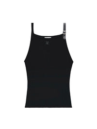 Buckle rib knit tank Top - Black