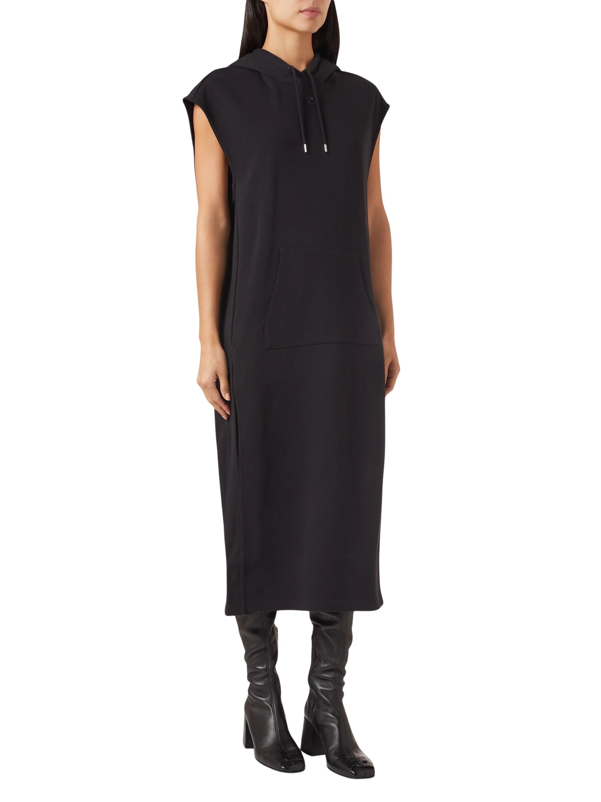 Cocoon fleece hooded Tunic - Black