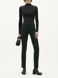 Iconic rib knit flare Pant - Green
