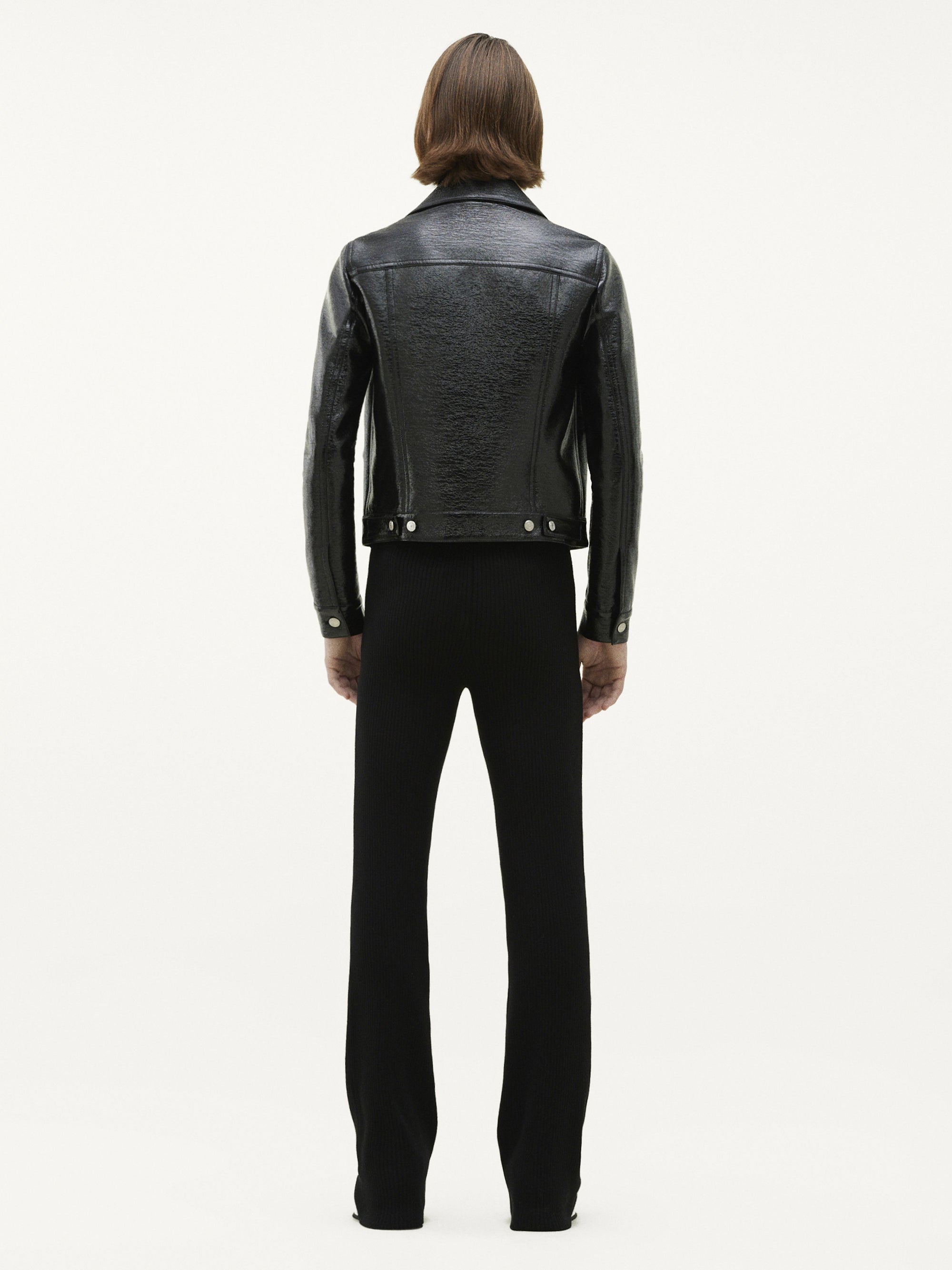 V trucker vinyl Jacket - Black