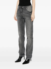 5-Pocket denim straight Pant - Grey