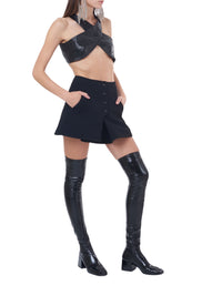 Ribbed knit crop Top - Black