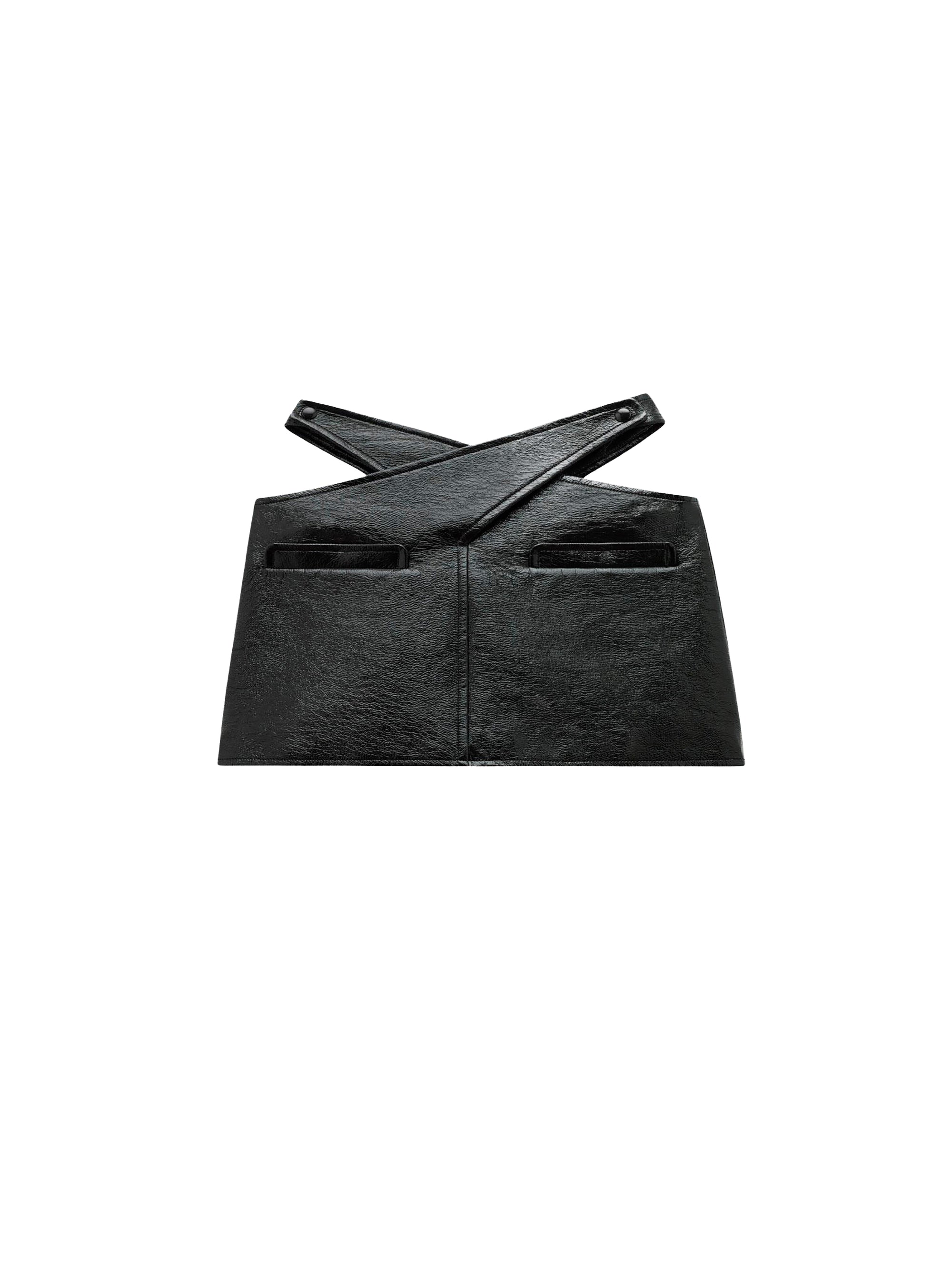 Criss cross vinyl Skirt - Black