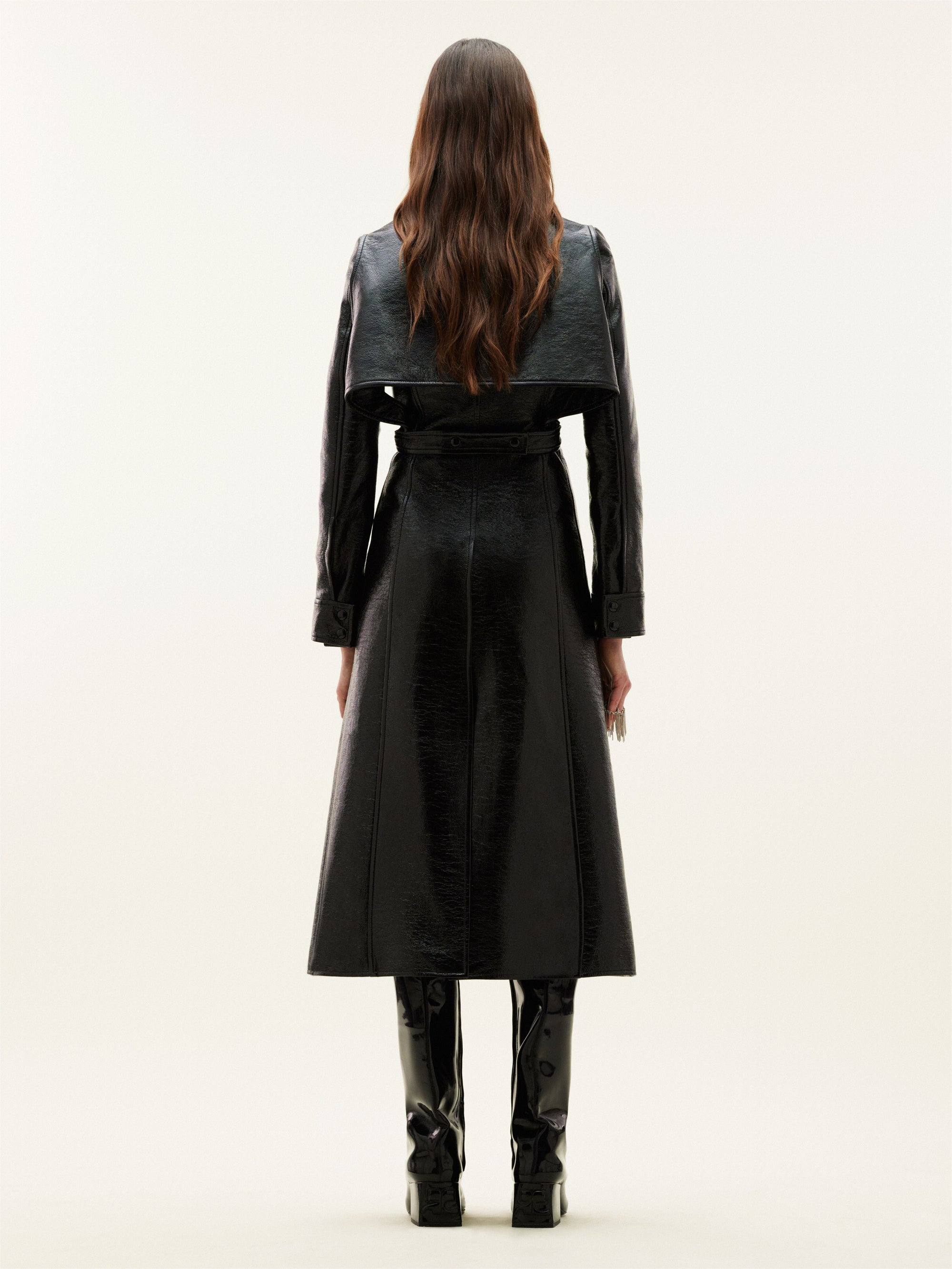Vinyl Trench Coat - Black