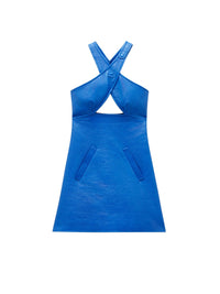 Criss cross vinyl Dress - Blue