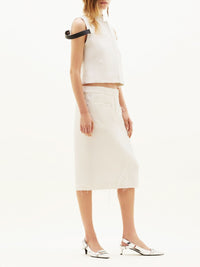 Racer strap distressed wool Jacket - White