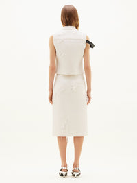 Racer strap distressed wool Jacket - White