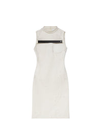 Oversized crepe strap Dress - White