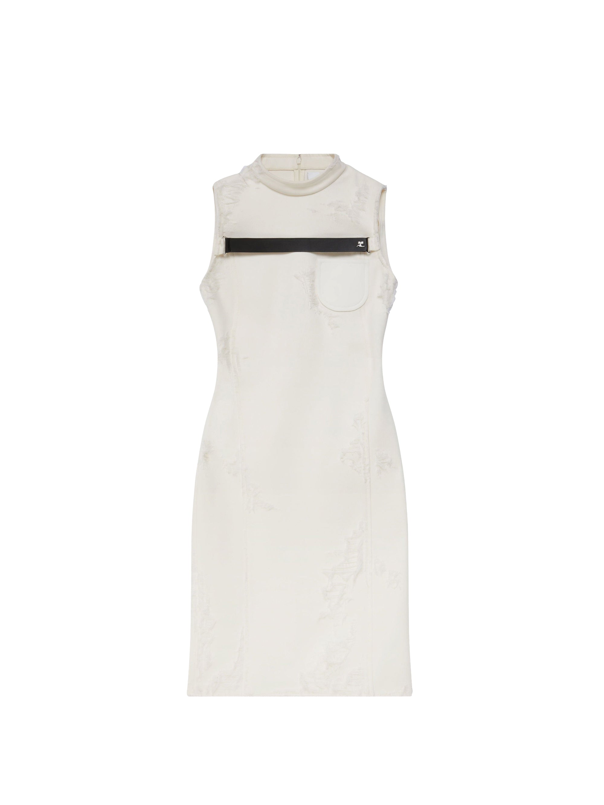 Oversized crepe strap Dress - White