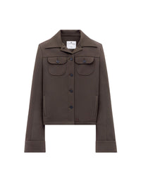 Twill overshirt trucker Jacket - Mud Brown
