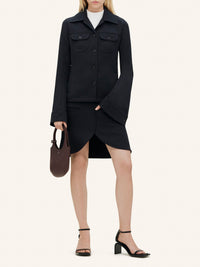Twill overshirt trucker Jacket - Black
