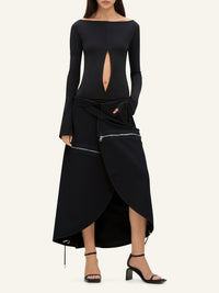 Modular cotton long Skirt - Black