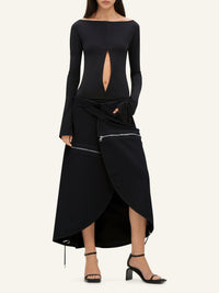 Modular cotton long Skirt - Black