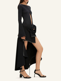 Modular cotton long Skirt - Black