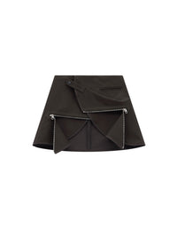 Modular cotton mini Skirt - Mud Brown
