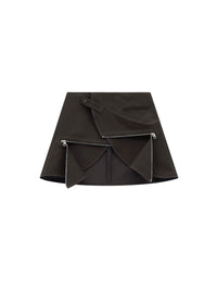 Modular cotton mini Skirt - Brown