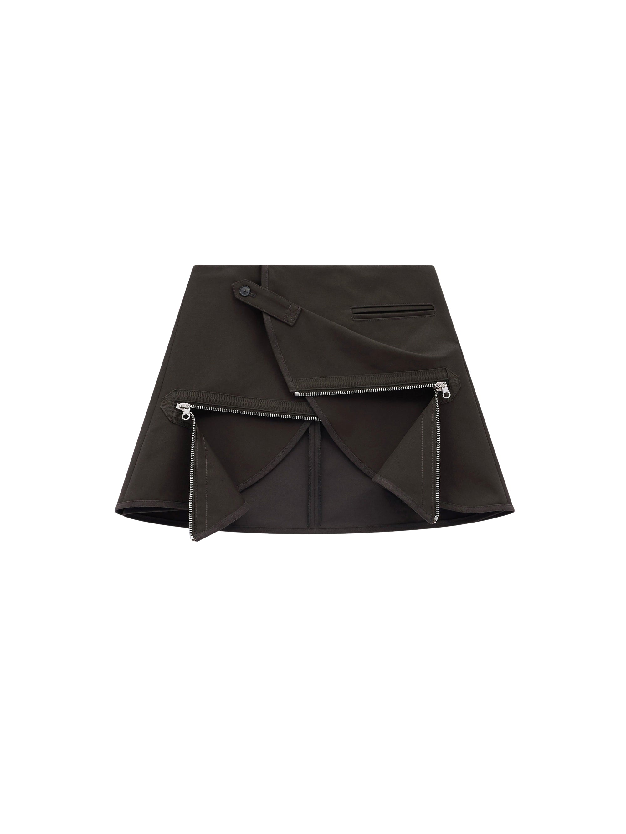 Modular cotton mini Skirt - Brown
