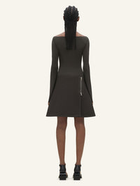 Modular cotton mini Skirt - Brown
