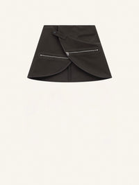 Modular cotton mini Skirt - Mud Brown