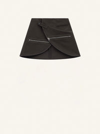 Modular cotton mini Skirt - Brown
