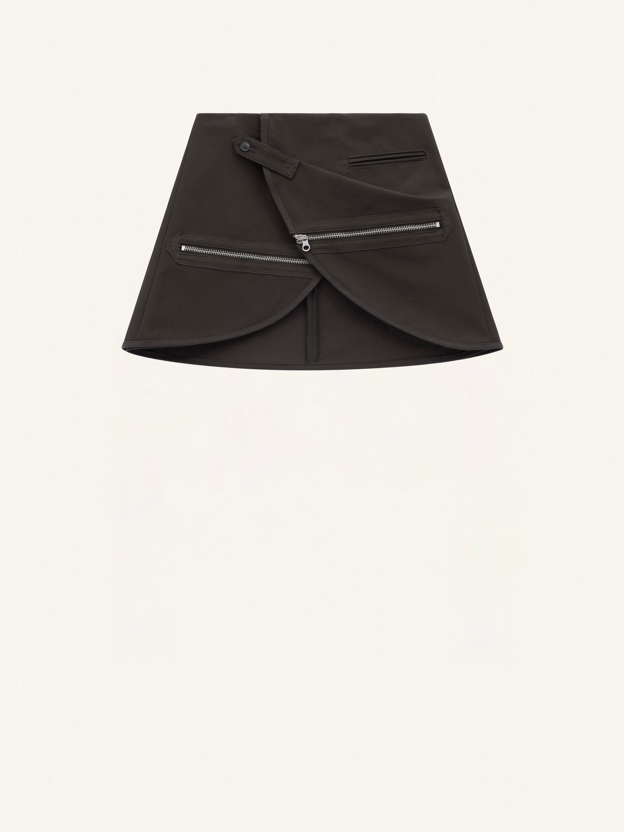 Modular cotton mini Skirt - Brown