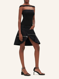 Modular cotton mini Skirt - Black
