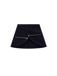 Modular cotton mini Skirt - Black