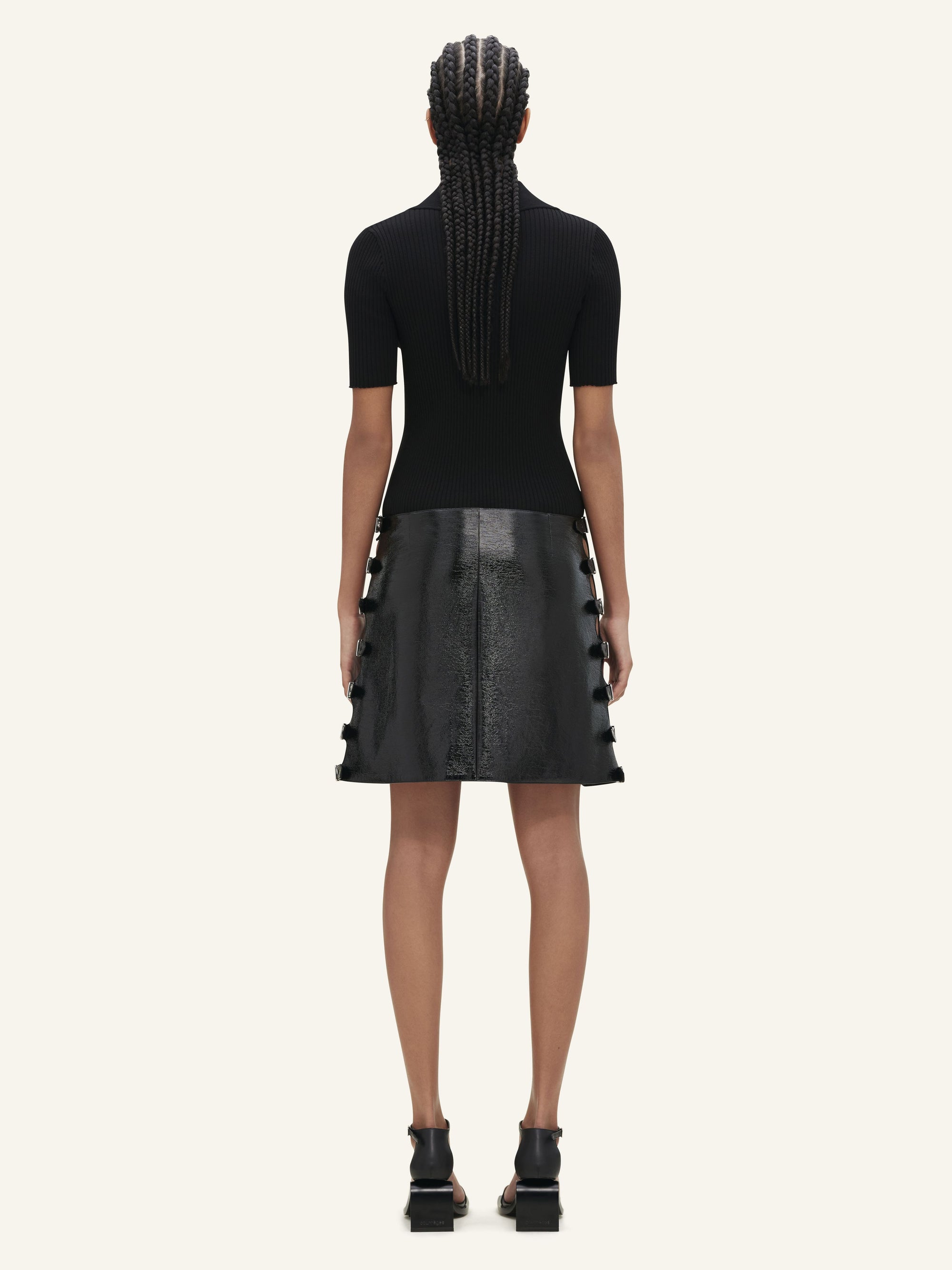Multi sangle vinyl mini Skirt - Black