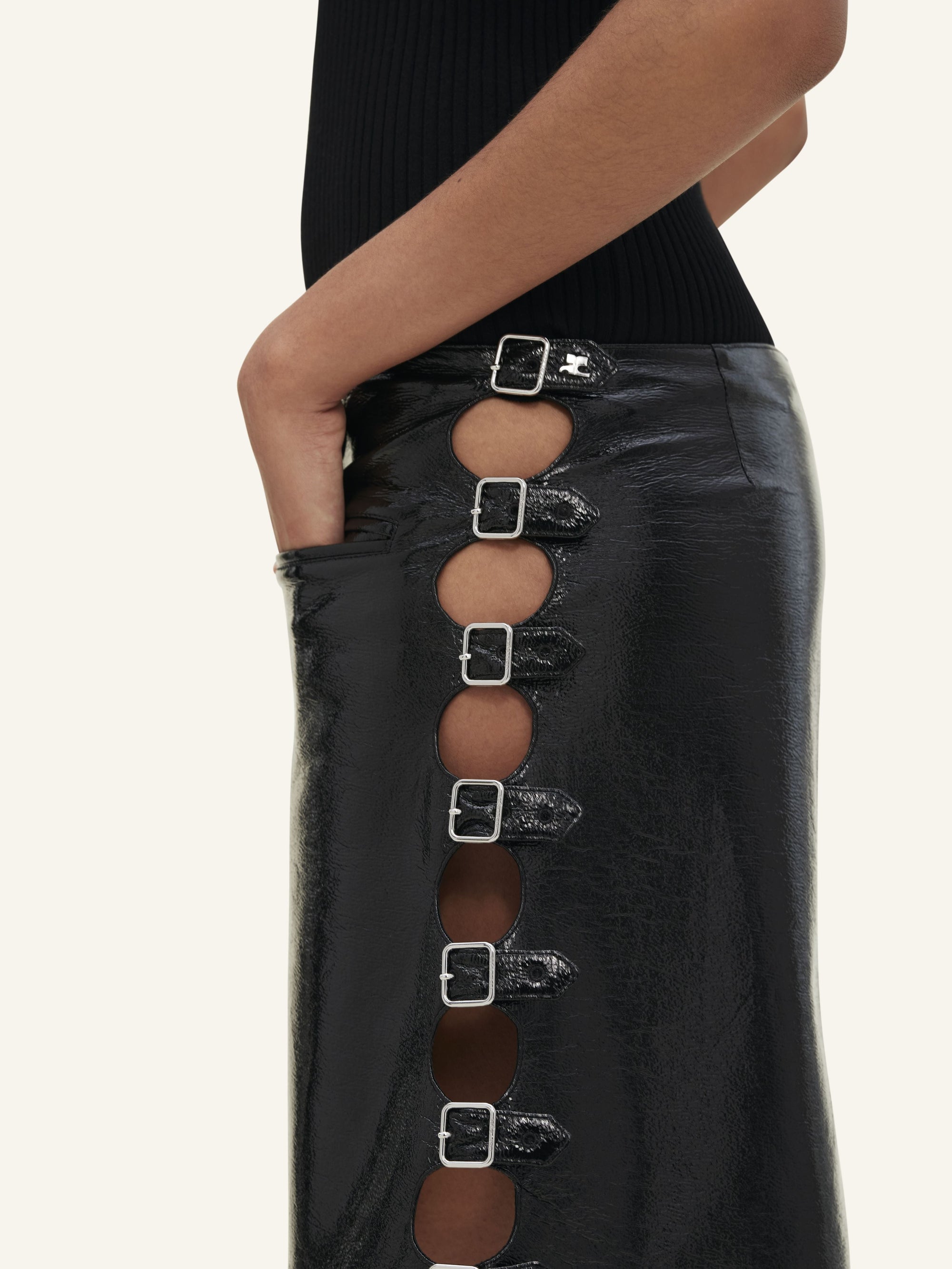 Multi sangle vinyl mini Skirt - Black