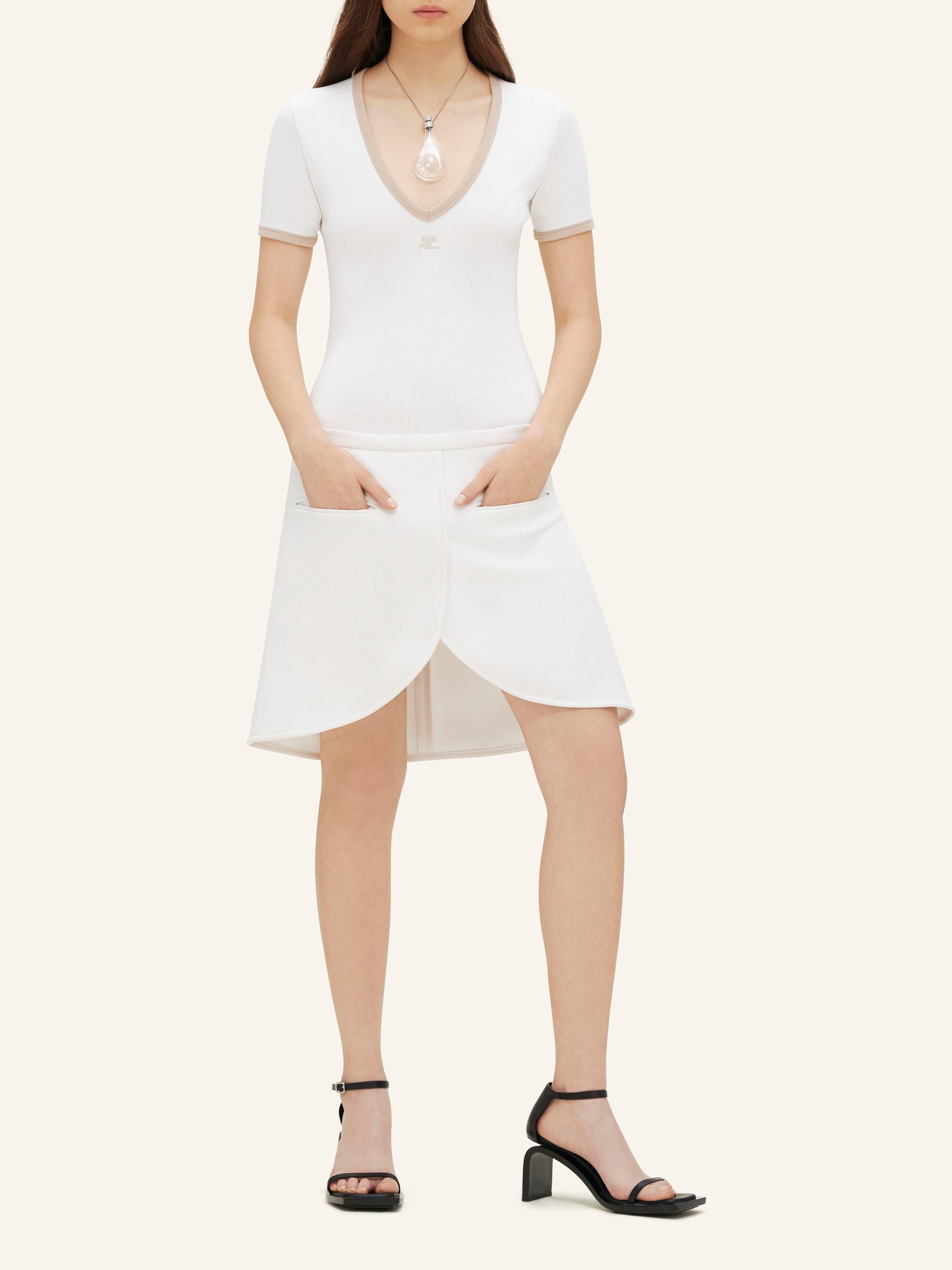 Ellipse twill mini Skirt - Ecru