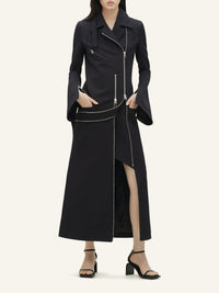 Modular cotton long Coat - Black