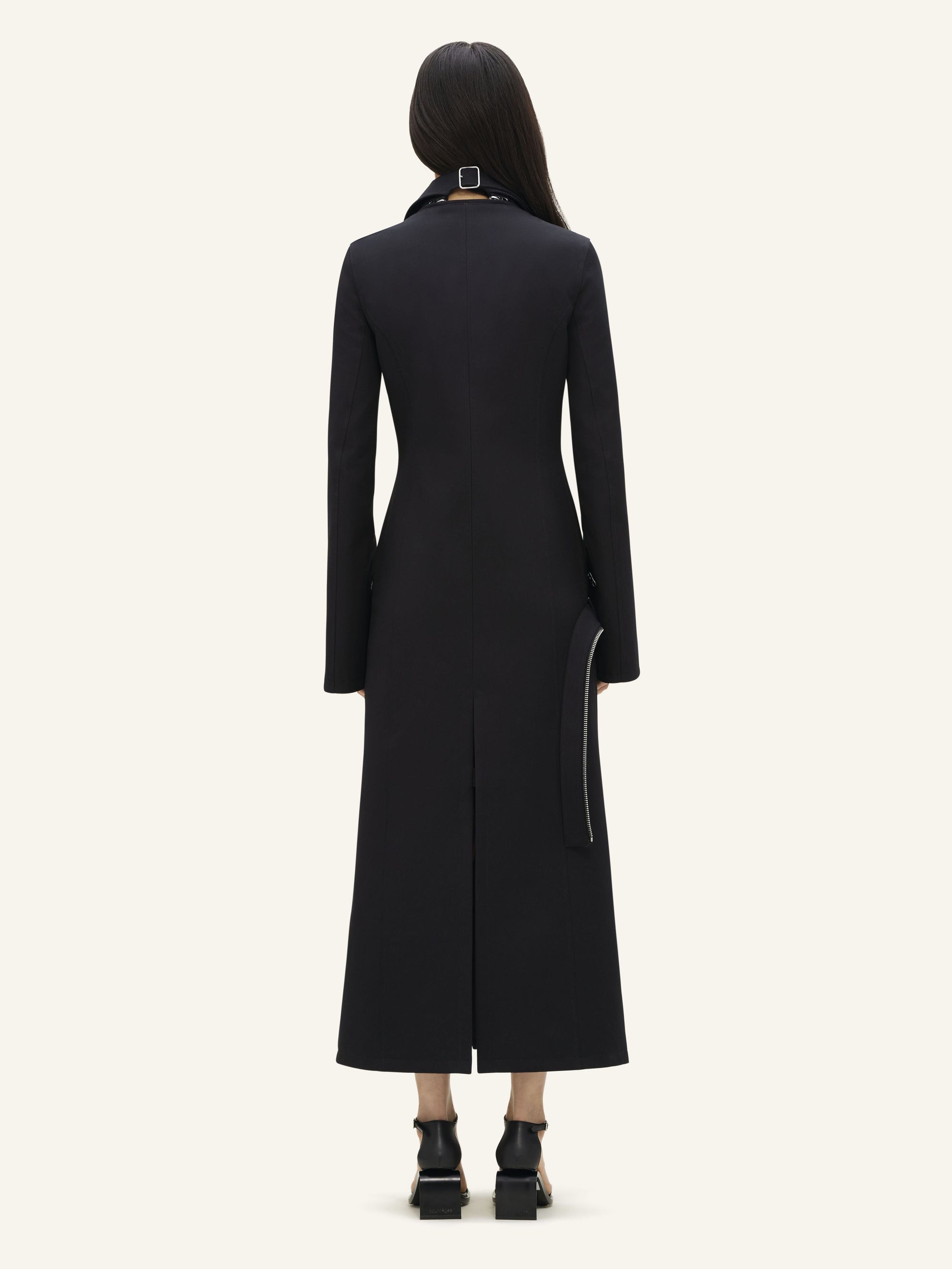 Modular cotton long Coat - Black
