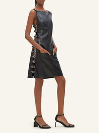 Multi sangle vinyl mini Dress - Black