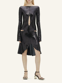 Zipped ellipse glitter Dress - Black