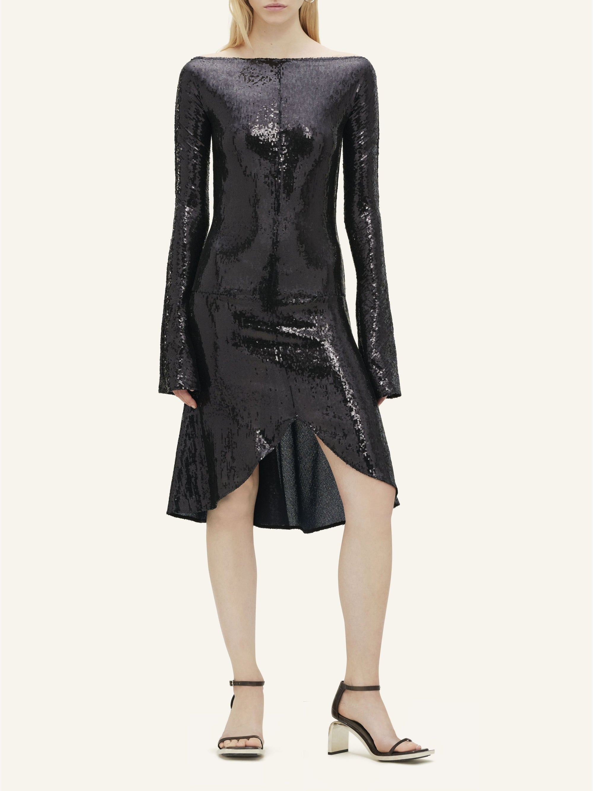 Zipped ellipse glitter Dress - Black