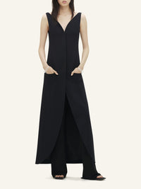 Ellipse light crepe long Dress - Black