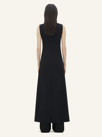 Ellipse light crepe long Dress - Black