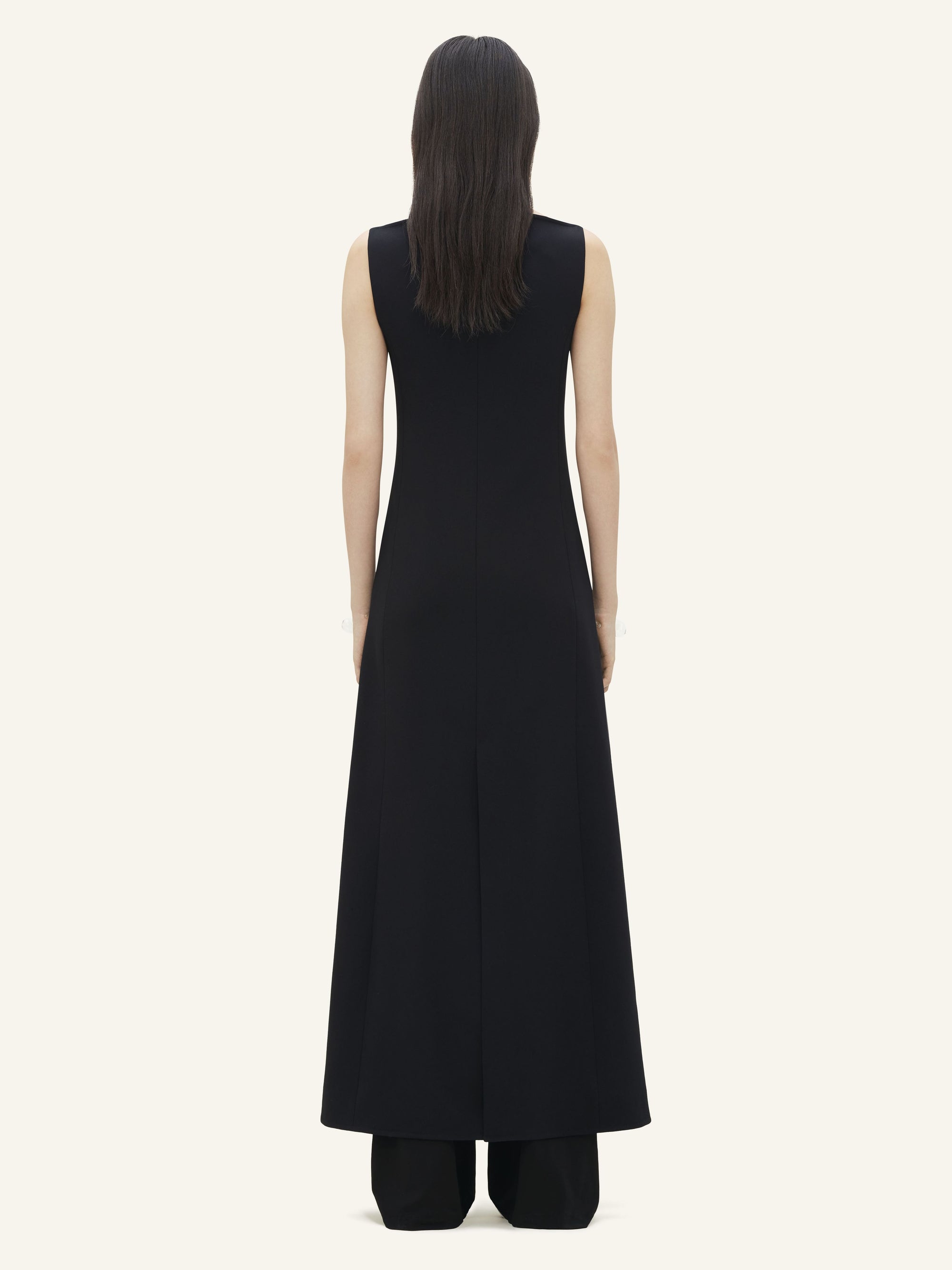 Ellipse light crepe long Dress - Black